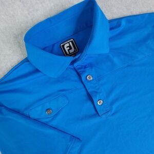 Footjoy FJ Golf Polo Shirt Mens Large Blue‎ Performance Stretch Short Sleeve